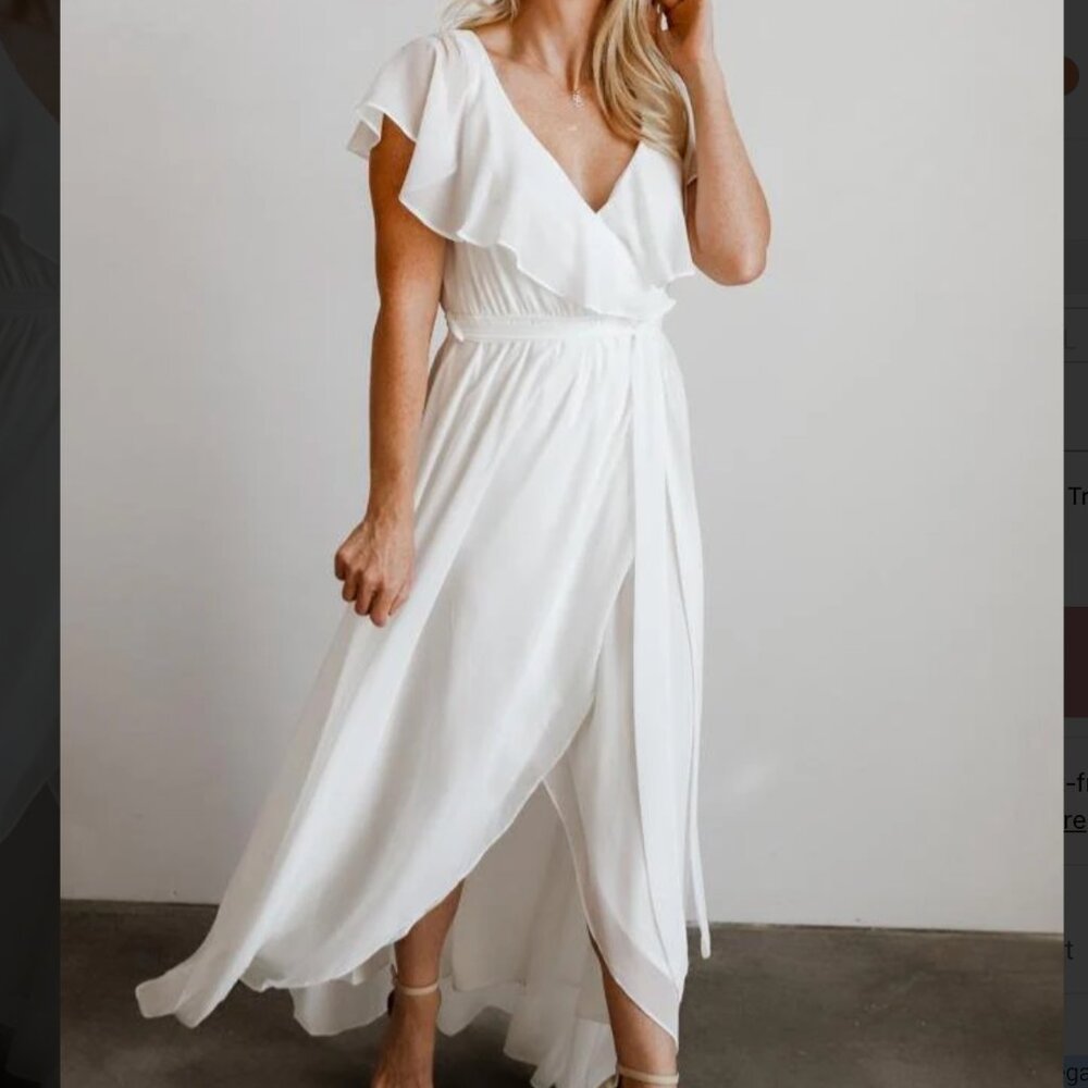 Baltic Born White Katya Ruffle Maxi Dress, Small